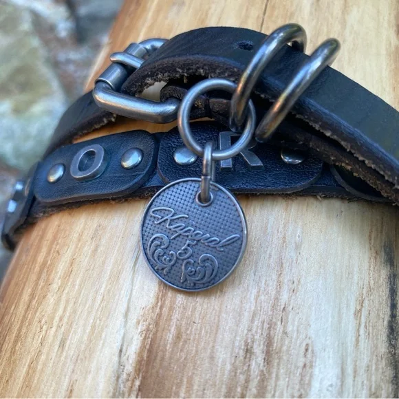 VNtG Y2K KAPORAL Leather Stud Rhinestone Skinny Belt Black Silver Wrap 90cm 34in - Picture 11 of 14